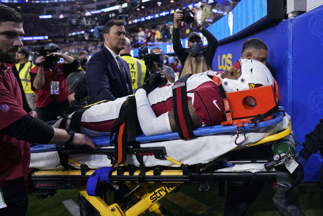 Cardinals S Budda Baker leaves stadium in ambulance after violent collision  with Cam Akers