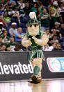 COLUMBUS, OH - MARCH 16: The Michigan State Spartans mascot walks on the court during a stoppage in play in the first half against the LIU Brooklyn Blackbirds during the second round of the 2012 NCAA Men's Basketball Tournament at Nationwide Arena on March 16, 2012 in Columbus, Ohio. (Photo by Rob Carr/Getty Images)