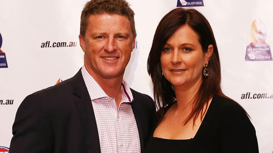 Damien Hardwick, pictured here with wife Danielle at the All Australian Team Announcement in 2014.