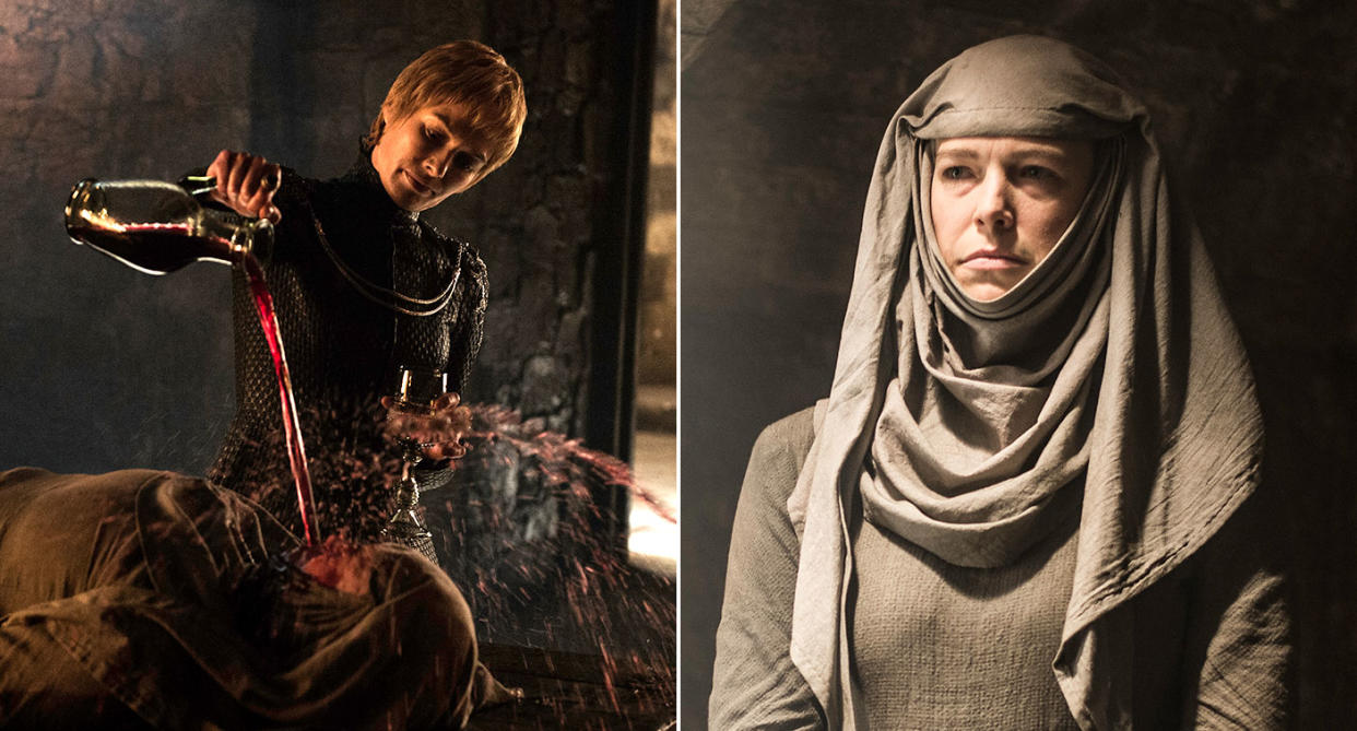 Lena Headey as Cersei Lannister tortures Hannah Waddingham's Septa Unella in Game of Thrones' S6 finale The Winds of Winter (HBO/Sky Atlantic)