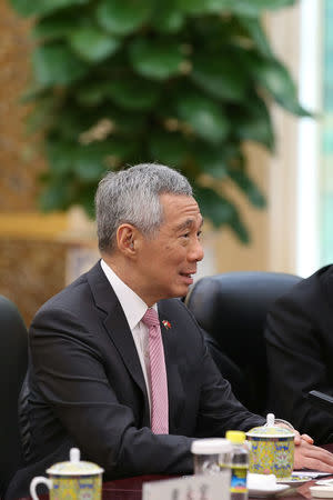 Singapore Prime Minister, Lee Hsien Loong attends a meeting with Chinese President Xi Jinping (not pictured) at The Great Hall Of The People in Beijing, China September 20, 2017 REUTERS/Lintao Zhang/Pool