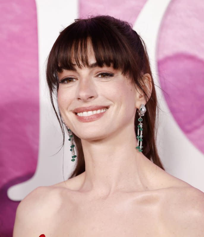 Anne Hathaway arrives on the red carpet at the Prime Video's "The Idea Of You" New York premiere at Jazz at Lincoln Center on Monday. Photo by John Angelillo/UPI