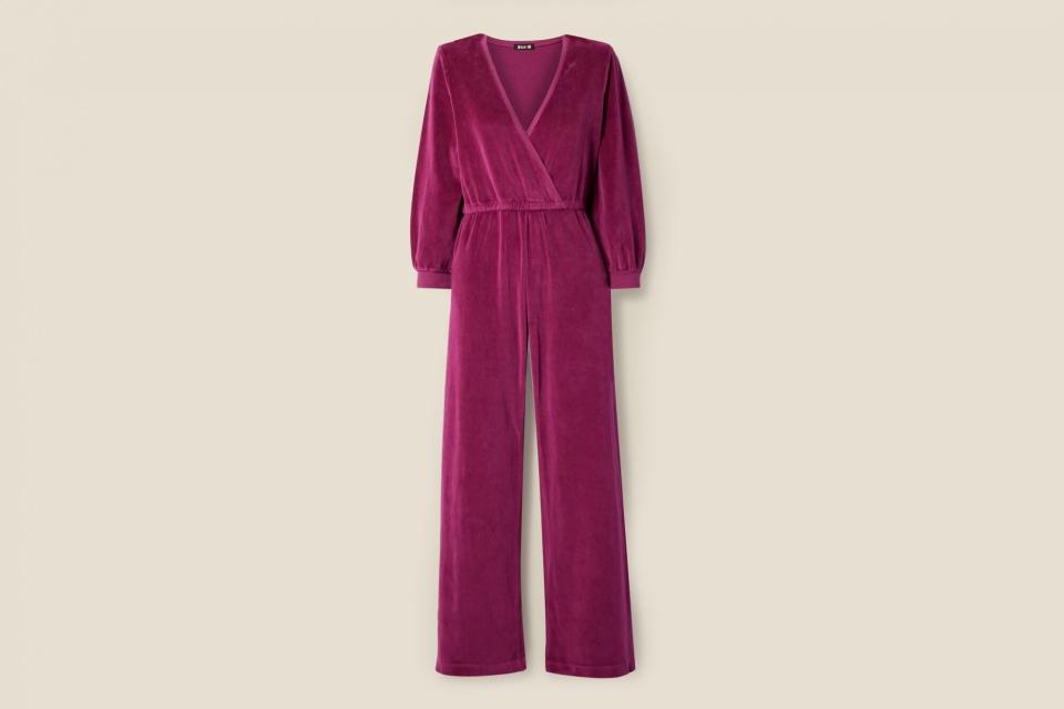 Suzie Kondi Wrap-Effect Cotton-Blend Velour Jumpsuit