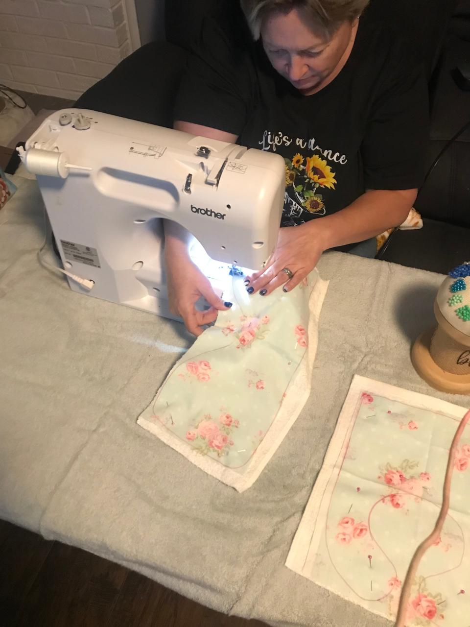 Tonya Carter spends a lot of time at the sewing machine to prepare her Blessing Baskets.