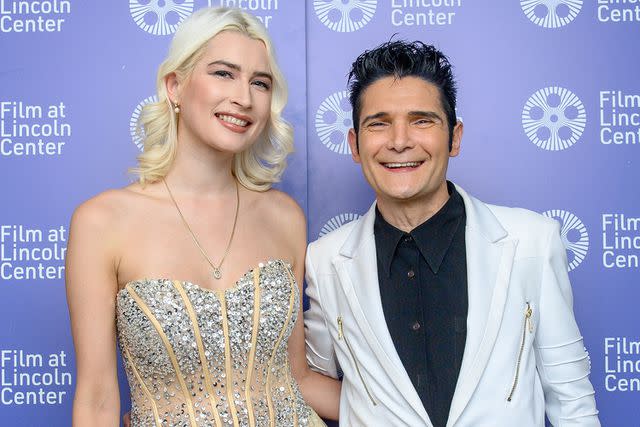 <p>Roy Rochlin/Getty Images</p> Courtney Anne Mitchell and Corey Feldman attend a screening of <em>The Birthday</em> in New York City on Jan. 13, 2023