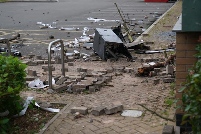 Damage at the Holiday Inn Express in Tamworth, Staffordshire, after a mob attacked it