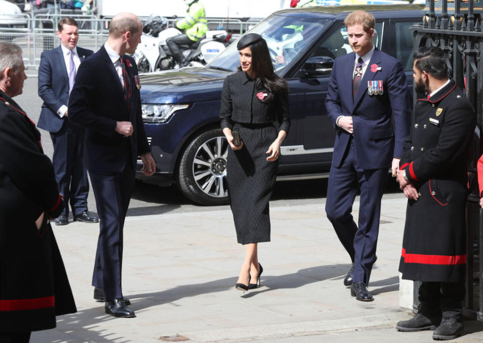 The Duke of Cambridge joined Prince Harry and Meghan Markle at the annual Service of Commemoration and Thanksgiving at Westminster Abbey on 25 April [Photo: Getty]