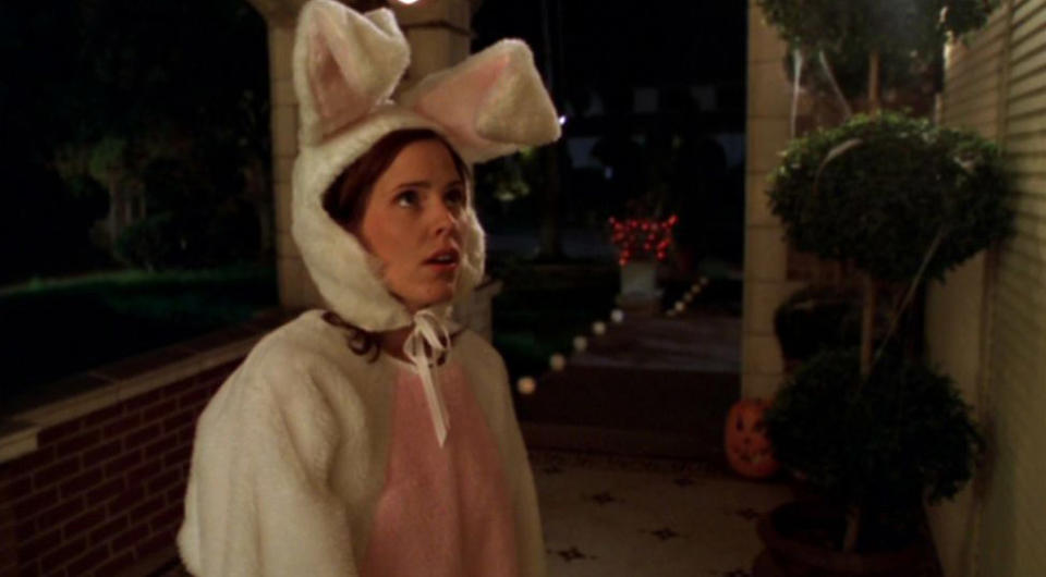 Emma as Anya in Buffy the Vampire Slayer in a Halloween episode where she dressed as a terrifying... bunny. Photo: 20th Television