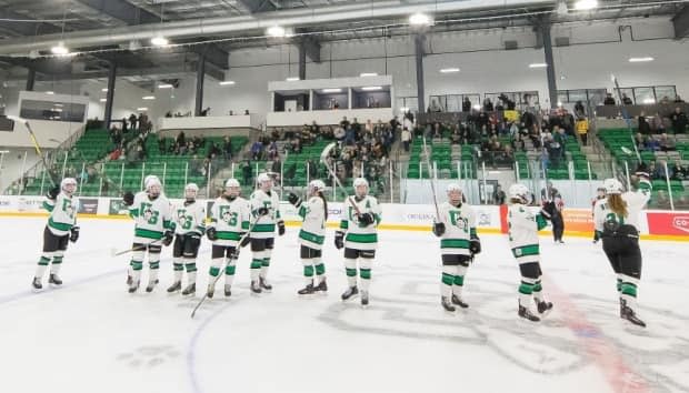 The University of Saskatchewan's partnership with Pattison Media marks the first time a private broadcaster in Canada has committed to broadcasting a full season of women's hockey. (@HuskiesWHKY/Twitter - image credit)