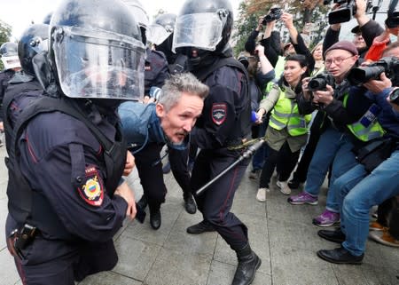 Rally calling for opposition candidates to be registered for elections to Moscow City Duma in Moscow