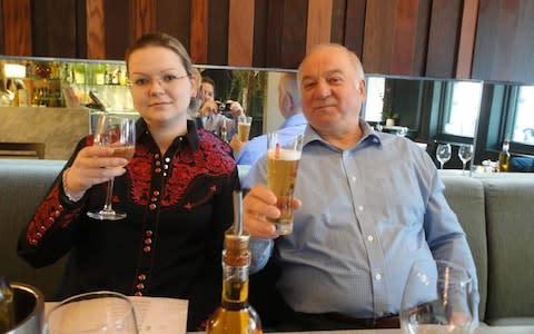 Sergei Skripal with his daughter Yulia who were found on a bench in Salisbury in a critical condition. Yulia has since been released from hospital 