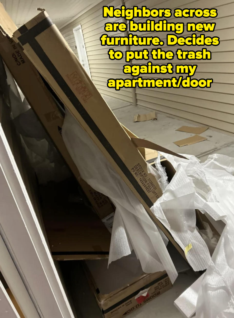trash next to someone's door