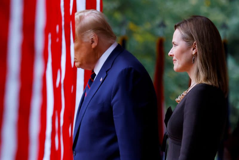 U.S President Donald Trump holds an event to announce his nominee of U.S. Court of Appeals for the Seventh Circuit Judge Amy Coney Barrett to fill the Supreme Court seat