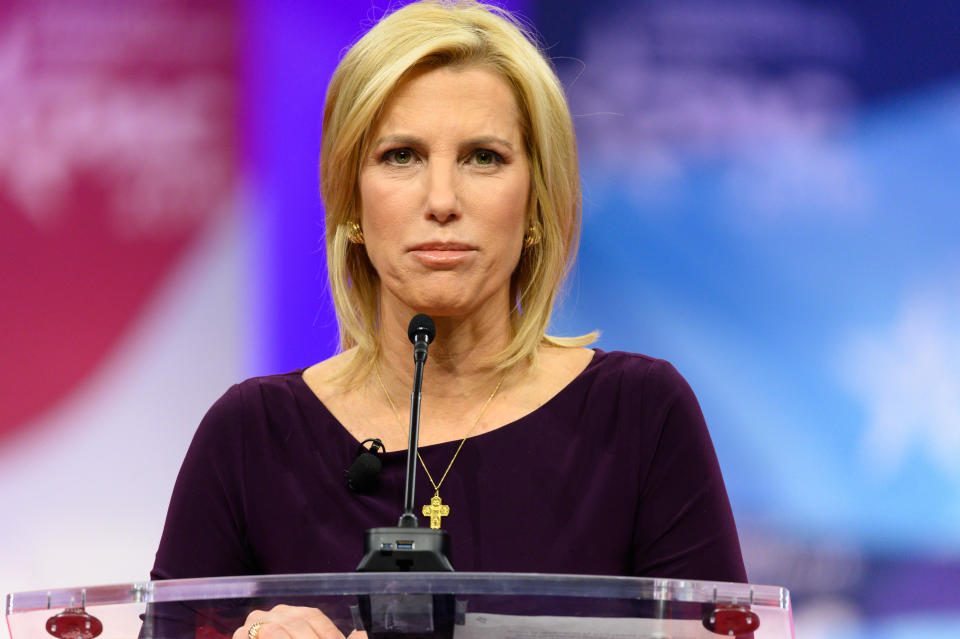 Laura Ingraham seen speaking during the American Conservative Union's Conservative Political Action Conference at the Gaylord National Resort & Convention Center in Oxon Hill, MD, on February 28, 2019. / Credit: Michael Brochstein/SOPA Images/LightRocket via Getty Images