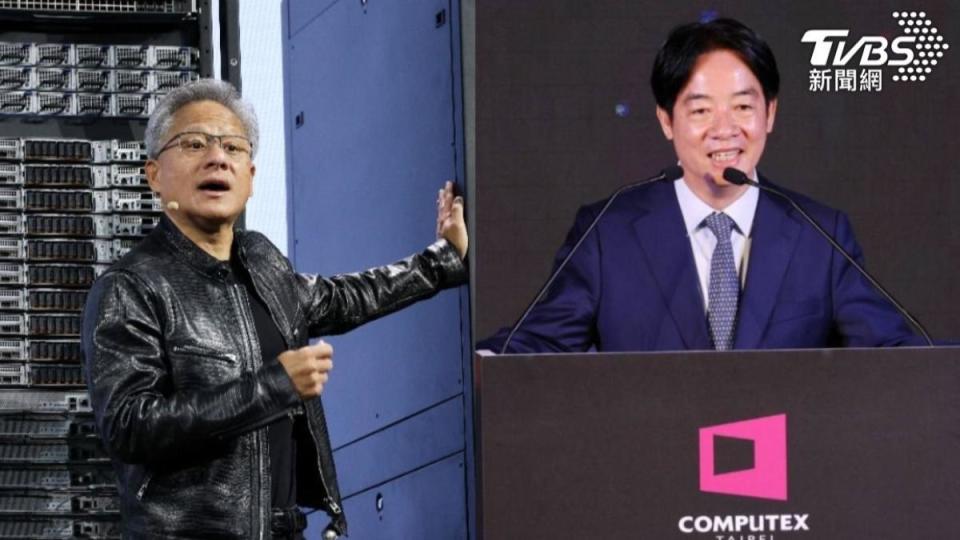 輝達（NVIDIA）創辦人兼執行長黃仁勳、總統賴清德。（圖／葉志明攝）