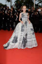 The actress kept it chic in a monochrome Dior haute couture gown. [Photo: Getty]