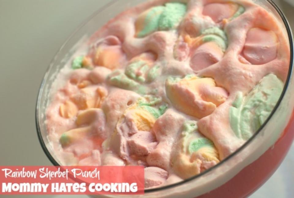 <p>Taste the rainbow!</p><p><strong>Get the recipe: <a href="https://www.mommyhatescooking.com/rainbow-sherbet-punch" rel="nofollow noopener" target="_blank" data-ylk="slk:Rainbow Sherbet Punch;elm:context_link;itc:0;sec:content-canvas" class="link ">Rainbow Sherbet Punch</a></strong></p>