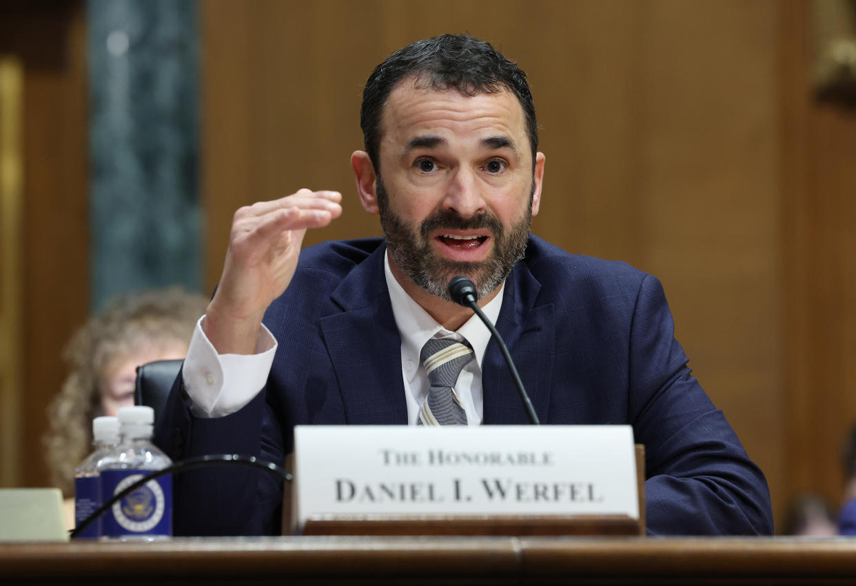 WASHINGTON, DC - FEBRUARY 15: Internal Revenue Service (IRS) Commissioner nominee Daniel Werfel testifies before the Senate Finance Committee during his nomination hearing on February 15, 2023 in Washington, DC. Werfel previously held the office of Acting Commissioner of Internal Revenue in the Obama administration and was later a Managing Director of Boston Consulting Group in Washington, DC. (Photo by Kevin Dietsch/Getty Images)