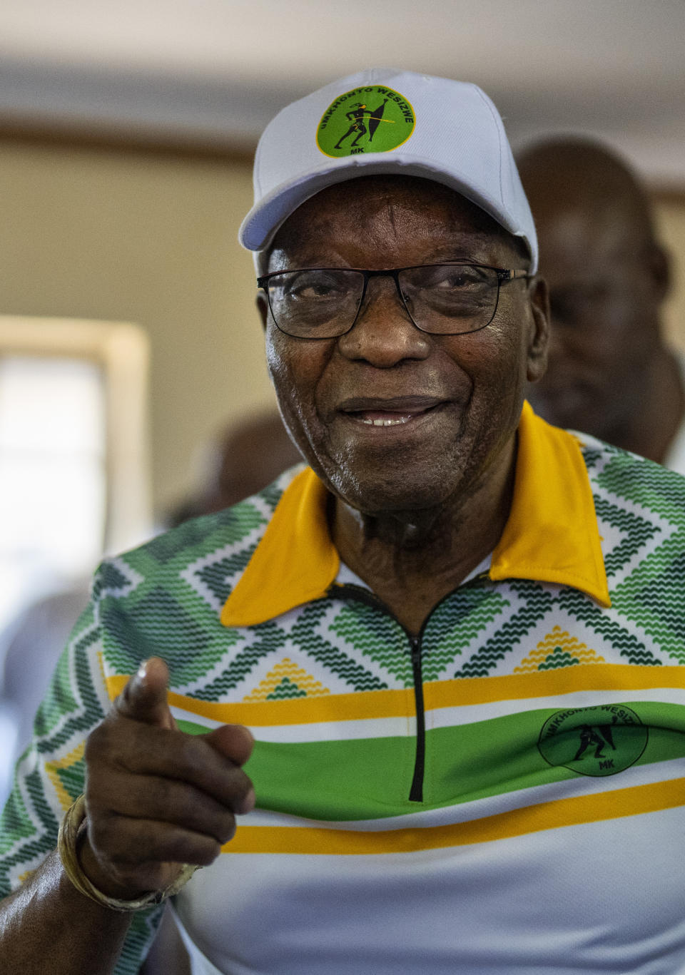 Former president of the A.N.C. and South Africa, Jacob Zuma, arrives at the polling station in Nkandla, Kwazulu Natal, South Africa, Wednesday, May 29, 2024 during the general elections. South Africans are voting in an election seen as their country's most important in 30 years, and one that could put them in unknown territory in the short history of their democracy, the three-decade dominance of the African National Congress party being the target of a new generation of discontent in a country of 62 million people. (AP Photo/Emilio Morenatti)