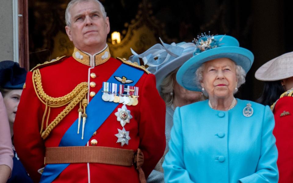 The Duke of York, pictured with the Queen at Trooping the Colour in 2018, had a 45-minute meeting with the monarch on Thursday - Mark Cuthbert/UK Press via Getty Images