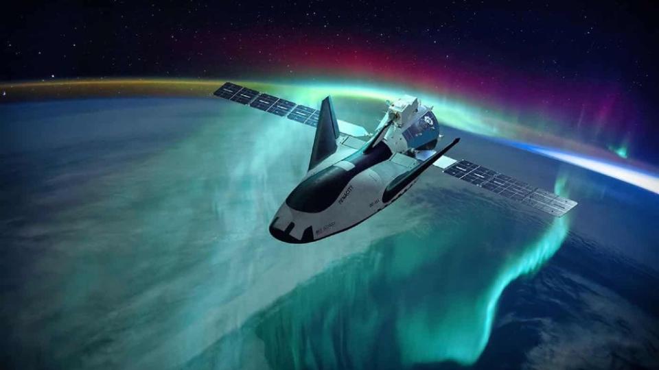 The spaceplane will serve as cargo transport to the ISS, and then eventually transport astronauts and tourists to a private space station. - Credit: Courtesy Sierra Space