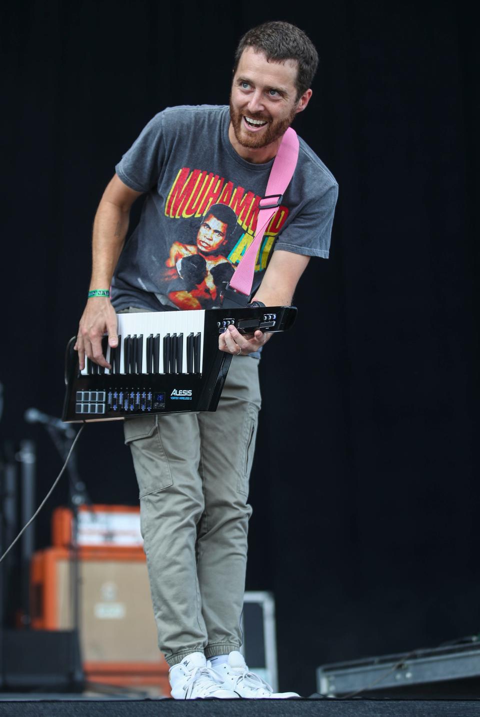 Louisville native Ben Thornewill wore a Muhammad Ali t-shirt while performing with Jukebox the Ghost Sunday afternoon at Bourbon And Beyond. Sept. 18, 2022