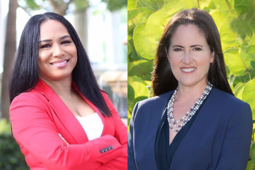 Alcolya St. Juste (left) and Caryn Siperstein are running for Palm Beach County Circuit Court judge in the August 2022 election.