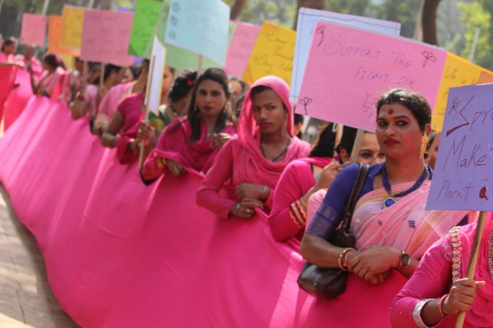 <p>Transgender activist stand their ground at a Pink rally in India.<br></p>