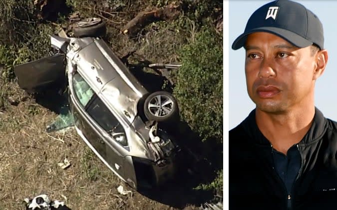 Extensive damage to Tiger Woods' SUV - AP