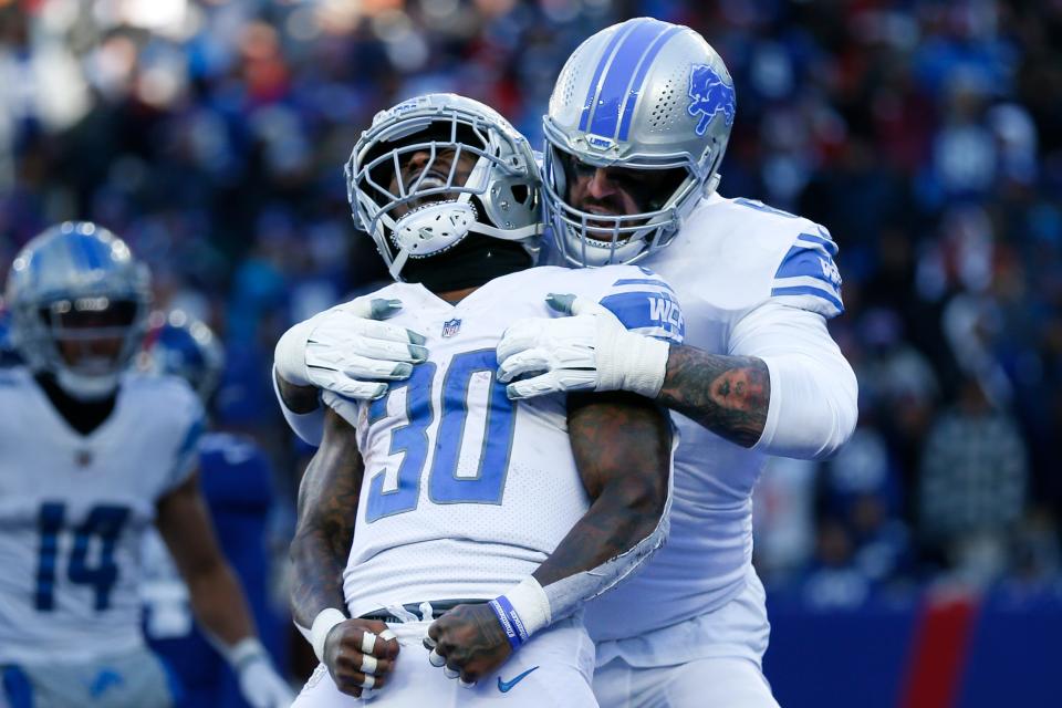 Detroit's Jamaal Williams leads the NFL with 12 rushing touchdowns.