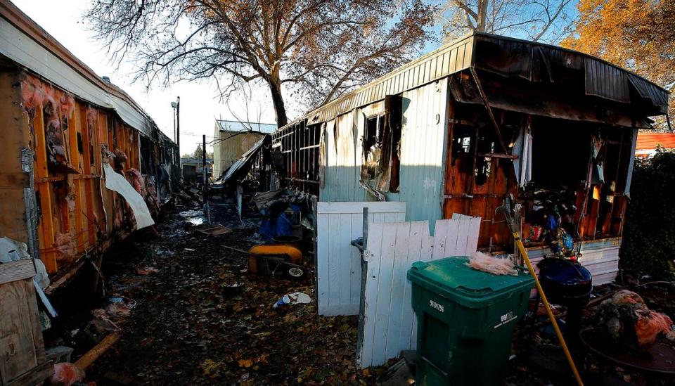 Three mobile homes were damaged, two of them severely on Sunday on Klamath Court in Kennewick.