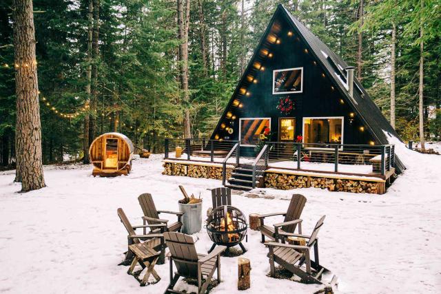 You Can Win a Stay in This Secluded Washington A-frame Forest Cabin — With a  Barrel Sauna and Hot Tub