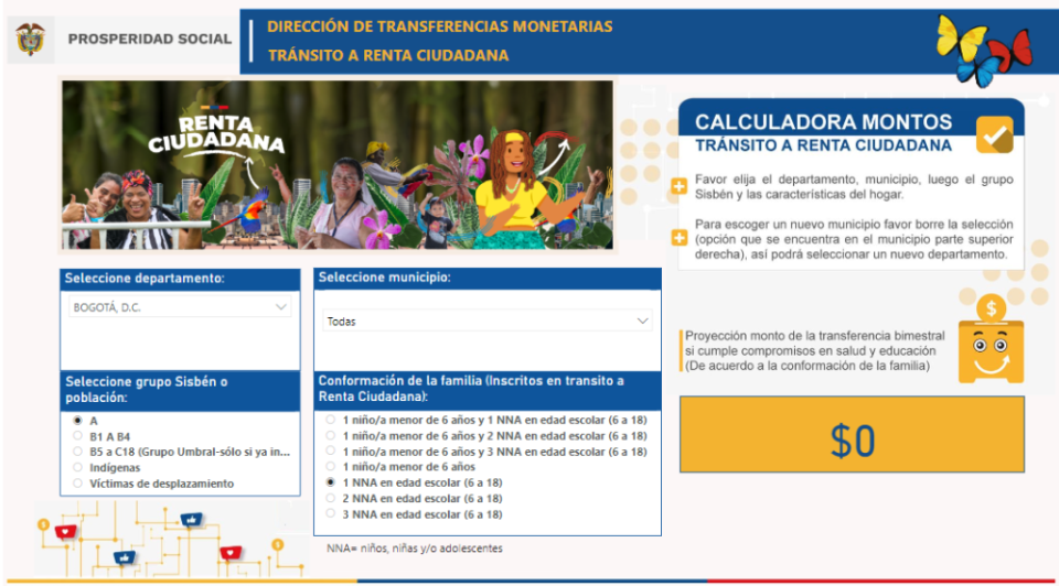 Esta es la calculdora para consultar cuánto le pagarán por la renta ciudadana en 2023. Foto: Prosperidad Social