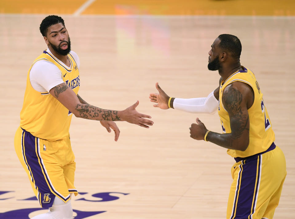 洛杉磯湖人Anthony Davis、LeBron James。 (Photo by Harry How/Getty Images)