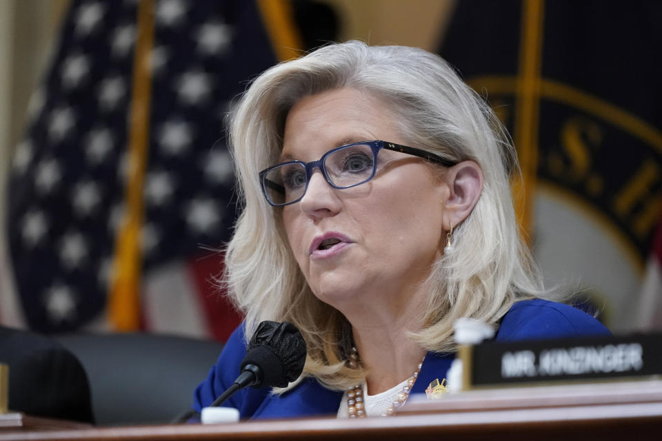  January 6 committee Vice Chair Liz Cheney speaks at a hearing.