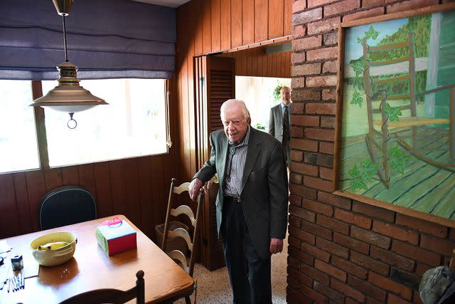 <p>Matt McClain/The Washington Post via Getty</p> Jimmy Carter is seen at his home following a morning church service at Maranatha Baptist Church in August 2018.