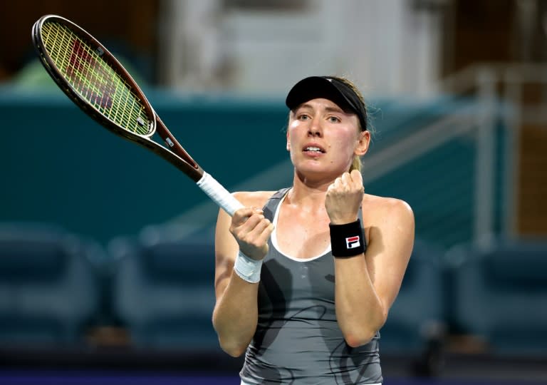 La Russe Ekaterina Alexandrova s'est qualifiée pour les demi-finales du tournoi WTA 1000 de Miami en battant l'Américaine Jessica Pegula le 27 mars 2024 (AL BELLO)