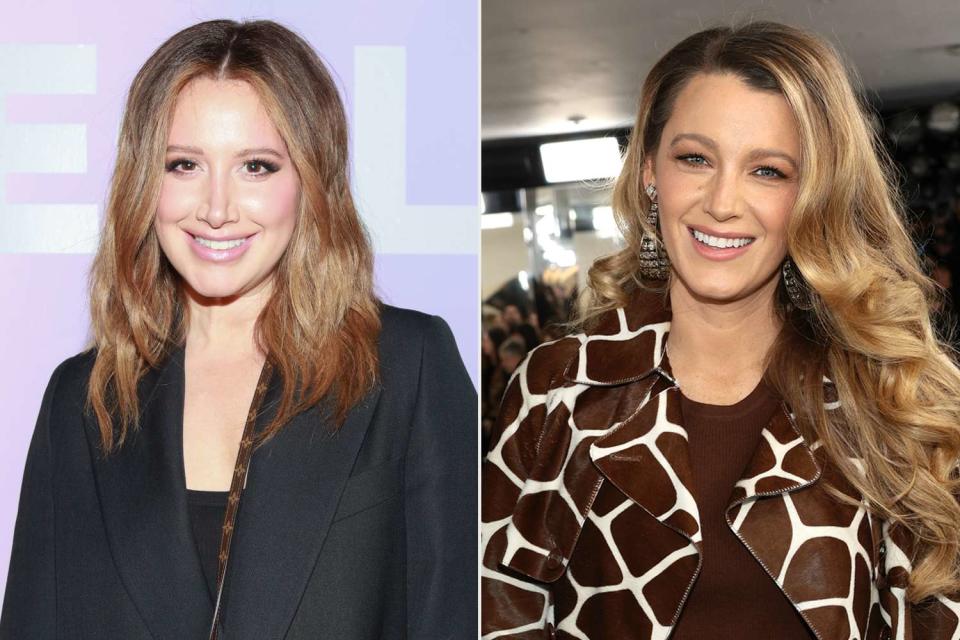 <p>Steven Simione/Getty; Dimitrios Kambouris/Getty</p> Ashley Tisdale in November 2022, and Blake Lively in February 2024