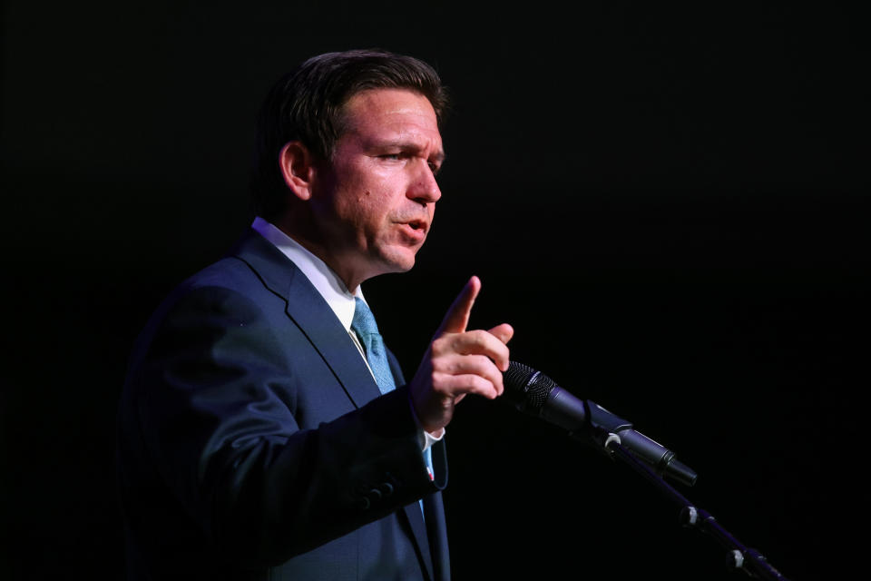 Florida Gov. Ron DeSantis in Rothschild, Wis., on May 6, 2023. (Scott Olson / Getty Images file)