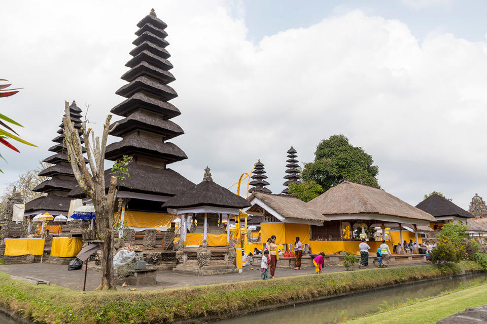 Bali temple and visitors