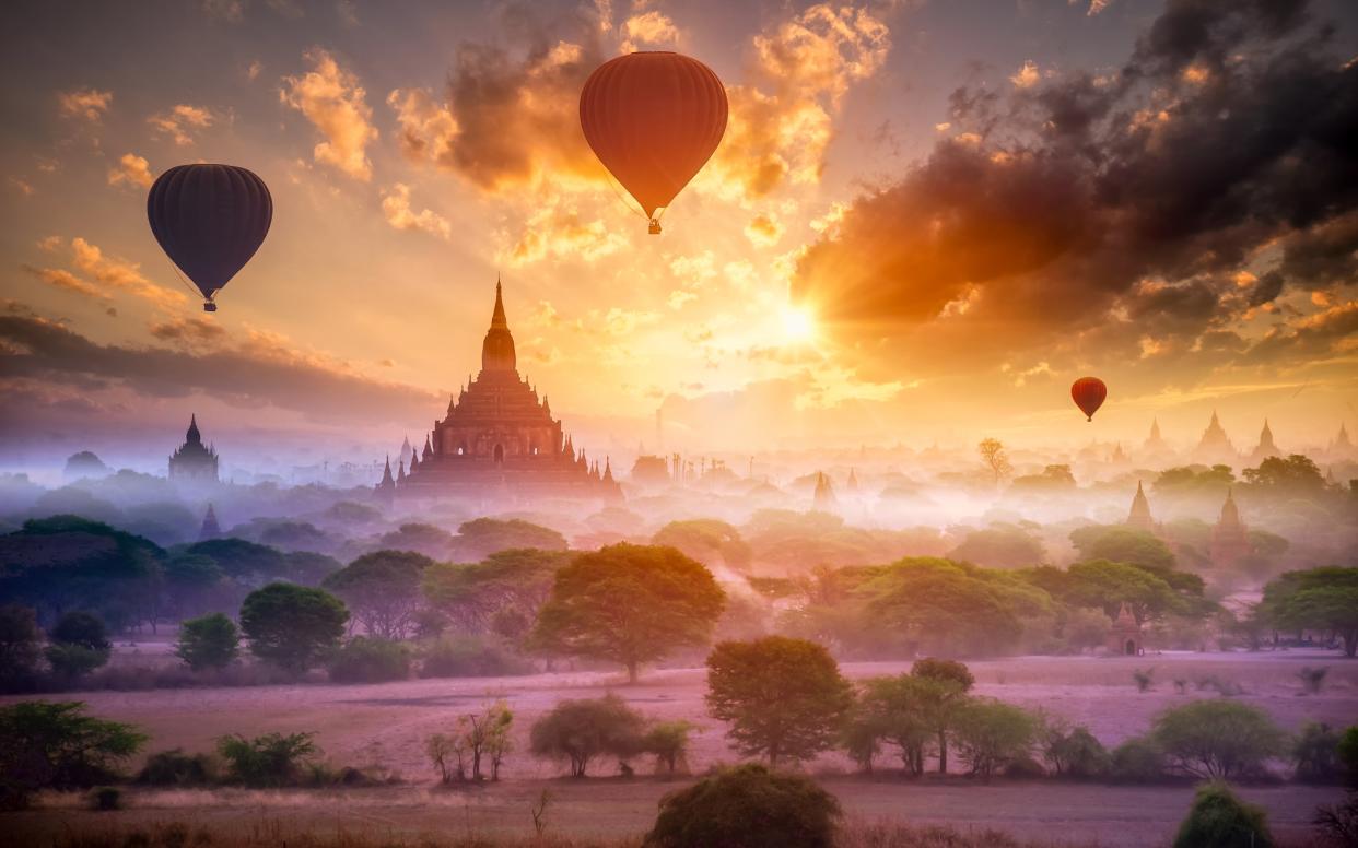 Hot air balloons rising over Bagan - Tetra