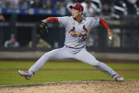 St. Louis Cardinals' Kwang Hyun Kim pitches during the 11th inning of the team's baseball game against the New York Mets on Tuesday, Sept. 14, 2021, in New York. The Cardinals won 7-6. (AP Photo/Frank Franklin II)