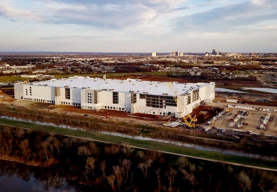 A drone photo of the Amazon building under construction by Mark and Mike Mangham.