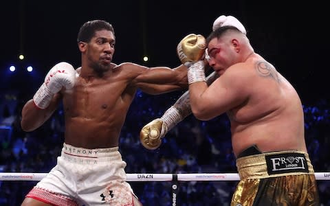 Joshua was able to keep Ruiz at distance with his jab - Credit: Nick Potts/PA Wire