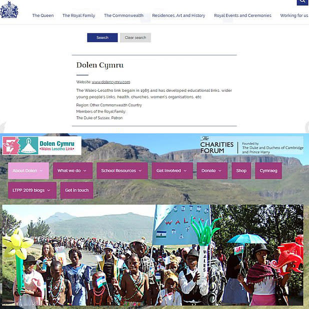 palace mistake on website for Welsh charity Dolen Cymru