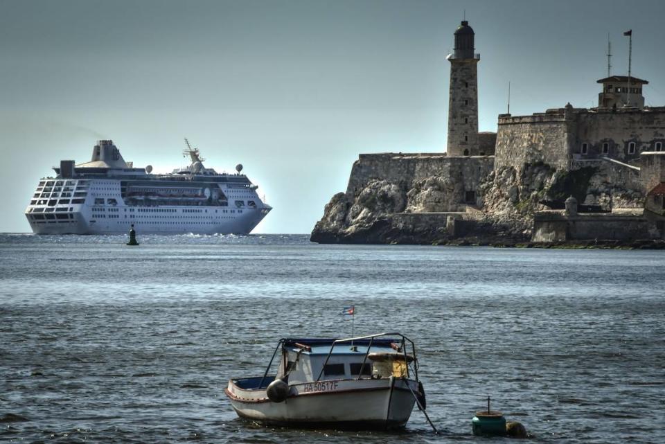 The “Empress of the Seas,” a Bahamas-flagged vessel owned by the US Royal Caribbean which became the last cruise of a U.S. company to touch the Cuban port following the new US sanctions against the island, leaves from Havana, on June 5, 2019. 