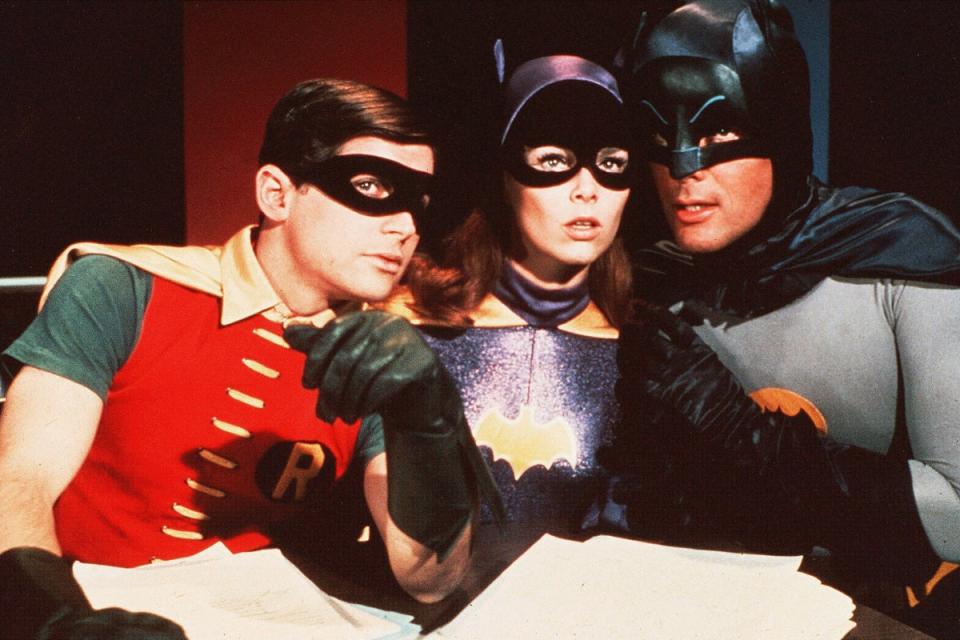 Burt Ward as Robin, Yvonne Craig as Batgirl and Adam West as Batman (circa 1966) (Rex Features)