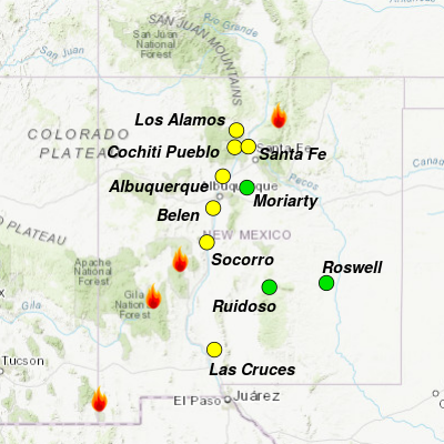 A smoke outlook for New Mexico June 1, 2022 shows air quality in the moderate range for much of the state.