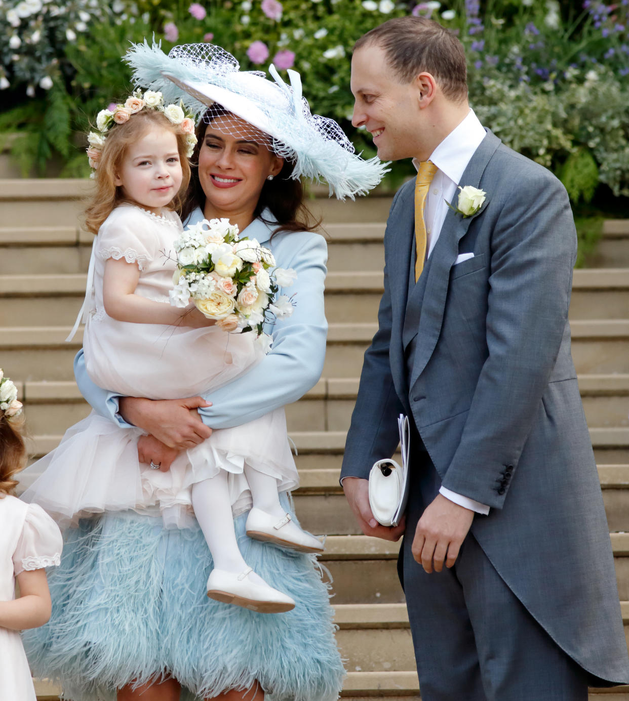 WINDSOR, UNITED KINGDOM - MAY 18: (EMBARGOED FOR PUBLICATION IN UK NEWSPAPERS UNTIL 24 HOURS AFTER CREATE DATE AND TIME) Lady Frederick Windsor, Isabella Windsor and Lord Frederick Windsor attend the wedding of Lady Gabriella Windsor and Thomas Kingston at St George's Chapel on May 18, 2019 in Windsor, England. (Photo by Pool/Max Mumby/Getty Images)