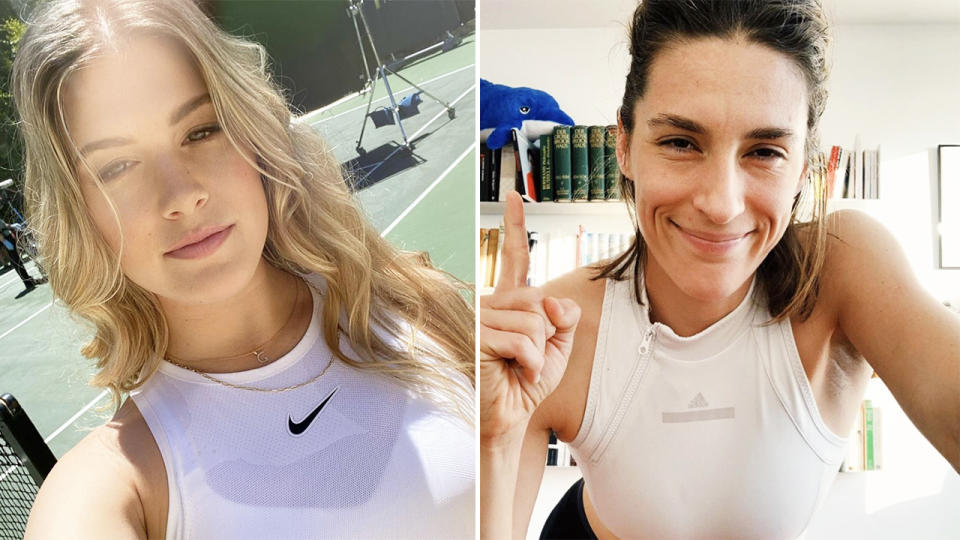 Eugenie Bouchard and Andrea Petkovic, pictured here on Instagram.